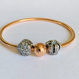 Pandora Rose Gold Bracelet & Radiant & Royal Charm
